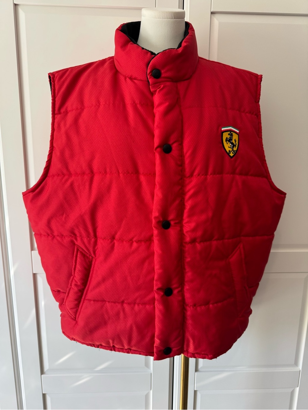 Ferrari Red Official Licensed Product Quilted Puffer Vest with Ferrari Emblem XL